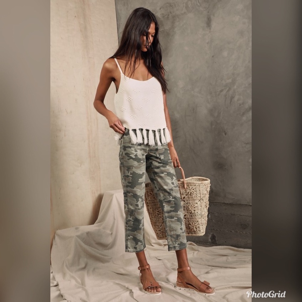 Free People Remy Green Camo Print High-Waisted